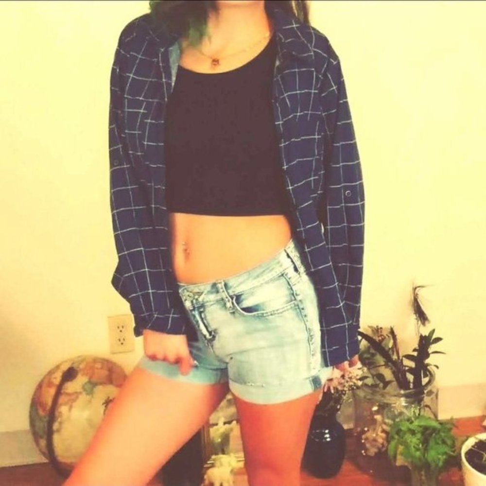 Gingham Oxford Button Down Shirt size L EUC